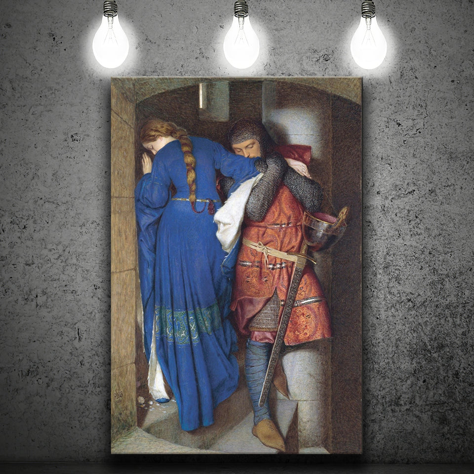The Meeting On The Turret Stairs Exhibition Print Art, Frederic William Burton Canvas, Canvas Painting, Canvas Print Wall Art Decor