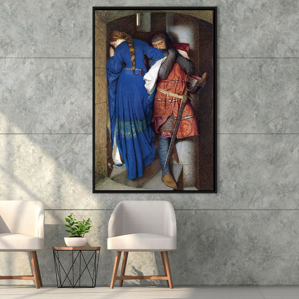 The Meeting On The Turret Stairs Exhibition Print Art,Framed Canvas Prints Wall Art Decor, Floating Frame
