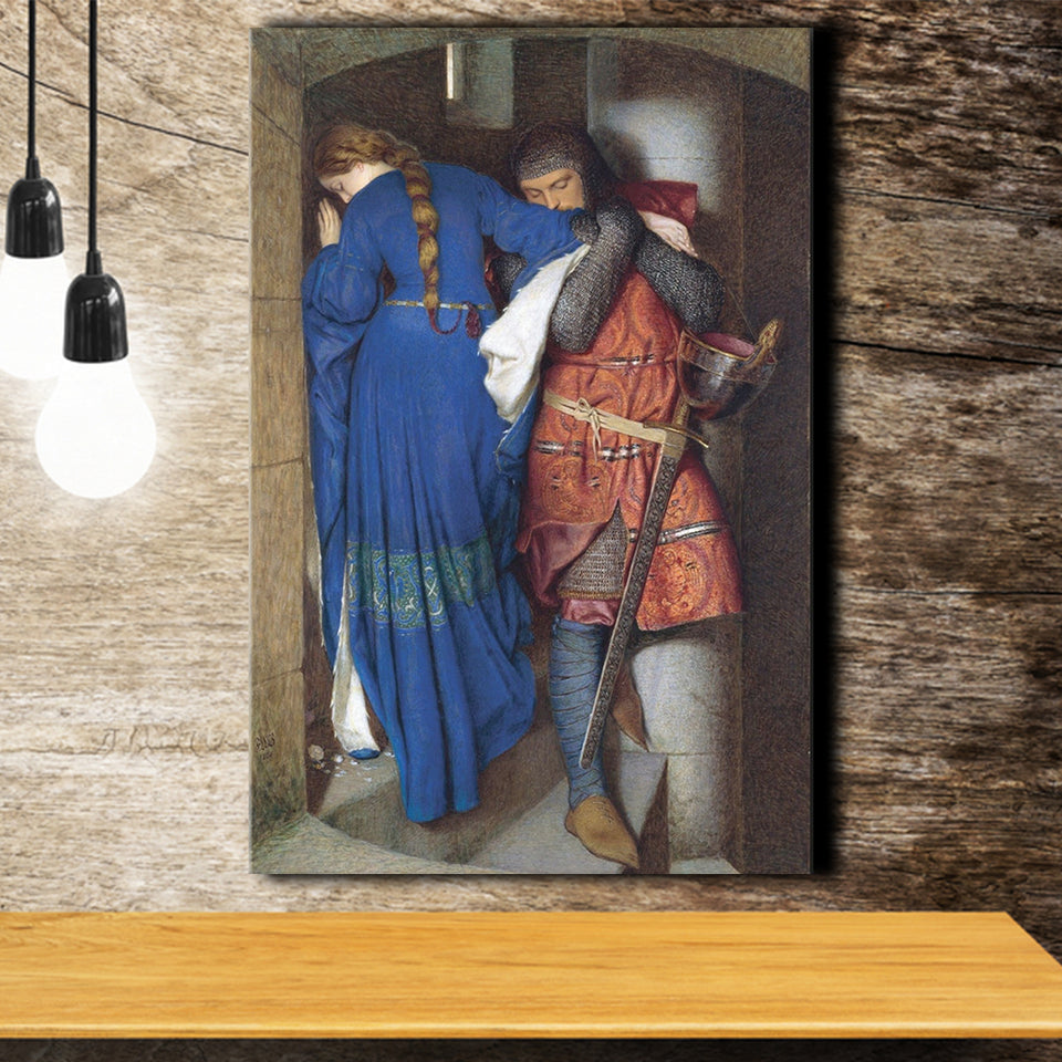 The Meeting On The Turret Stairs Exhibition Print Art, Frederic William Burton Canvas, Canvas Painting, Canvas Print Wall Art Decor
