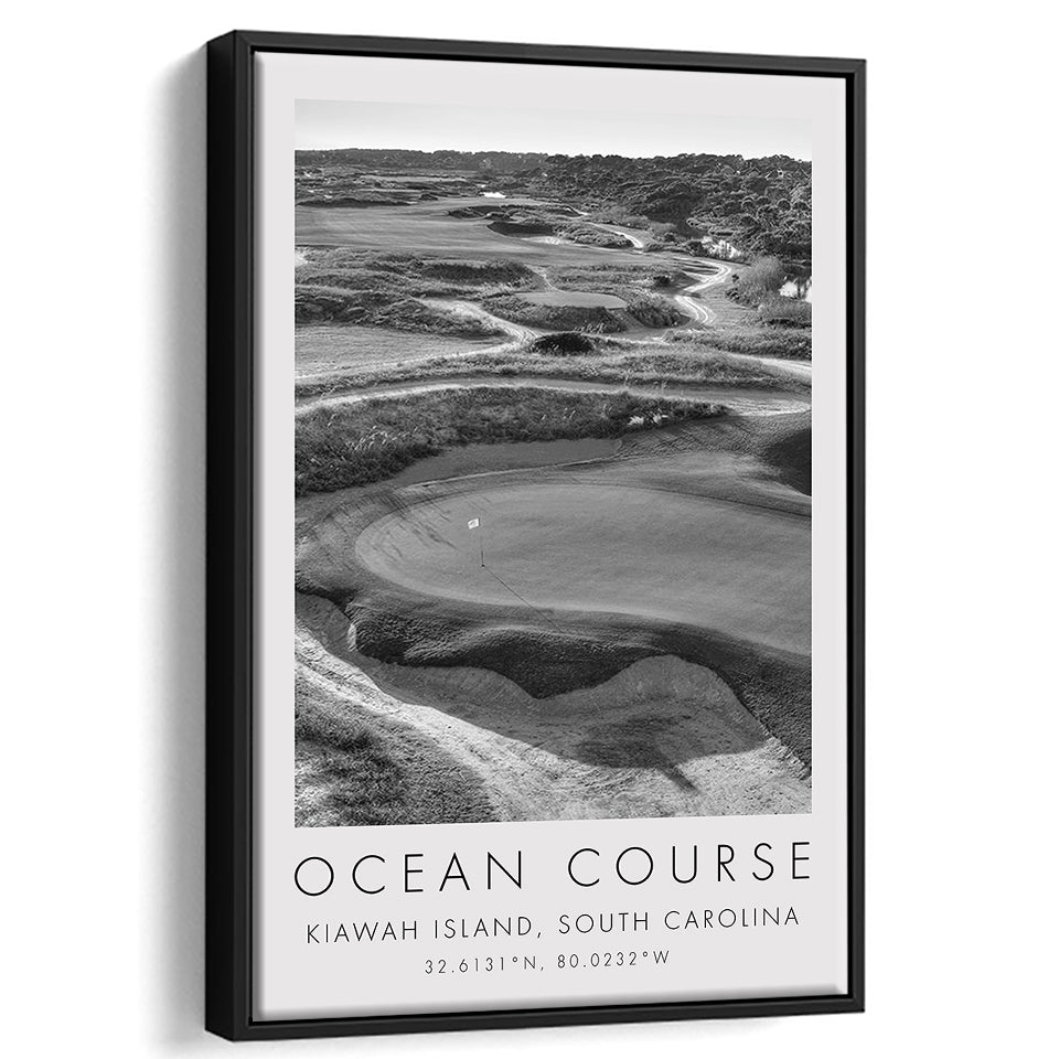 The Ocean Course Hole 10, Kiawah Island, South Carolina, Golf Art Print, Floating Frame, Framed Canvas Print Wall Art