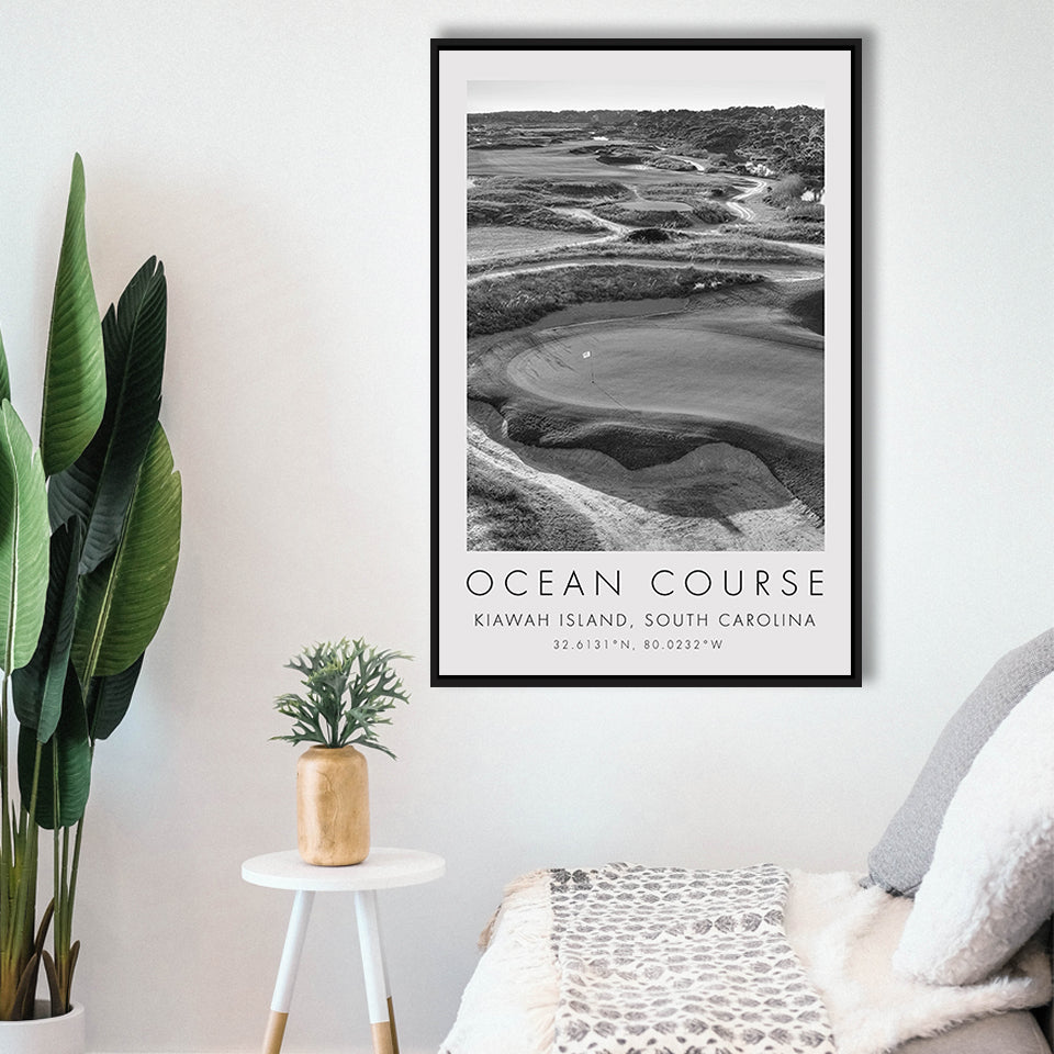 The Ocean Course Hole 10, Kiawah Island, South Carolina, Golf Art Print, Floating Frame, Framed Canvas Print Wall Art