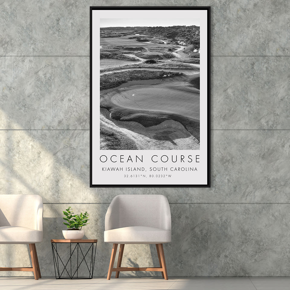 The Ocean Course Hole 10, Kiawah Island, South Carolina, Golf Art Print, Floating Frame, Framed Canvas Print Wall Art