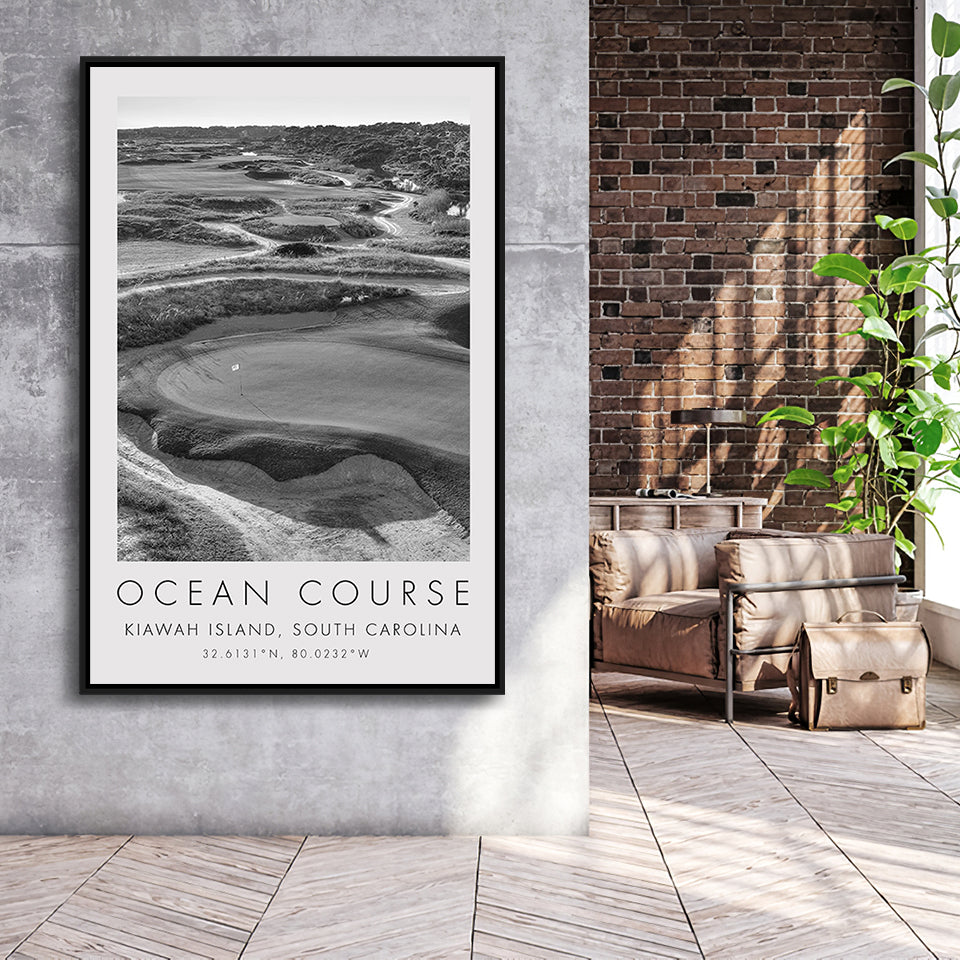 The Ocean Course Hole 10, Kiawah Island, South Carolina, Golf Art Print, Floating Frame, Framed Canvas Print Wall Art