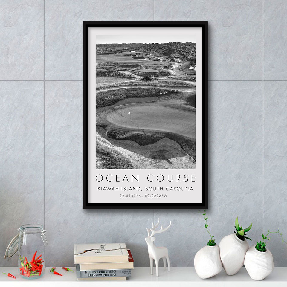 The Ocean Course Hole 10, Kiawah Island, South Carolina, Golf Art Print, Floating Frame, Framed Canvas Print Wall Art