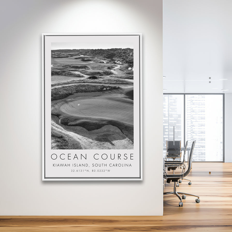The Ocean Course Hole 10, Kiawah Island, South Carolina, Golf Art Print, Floating Frame, Framed Canvas Print Wall Art