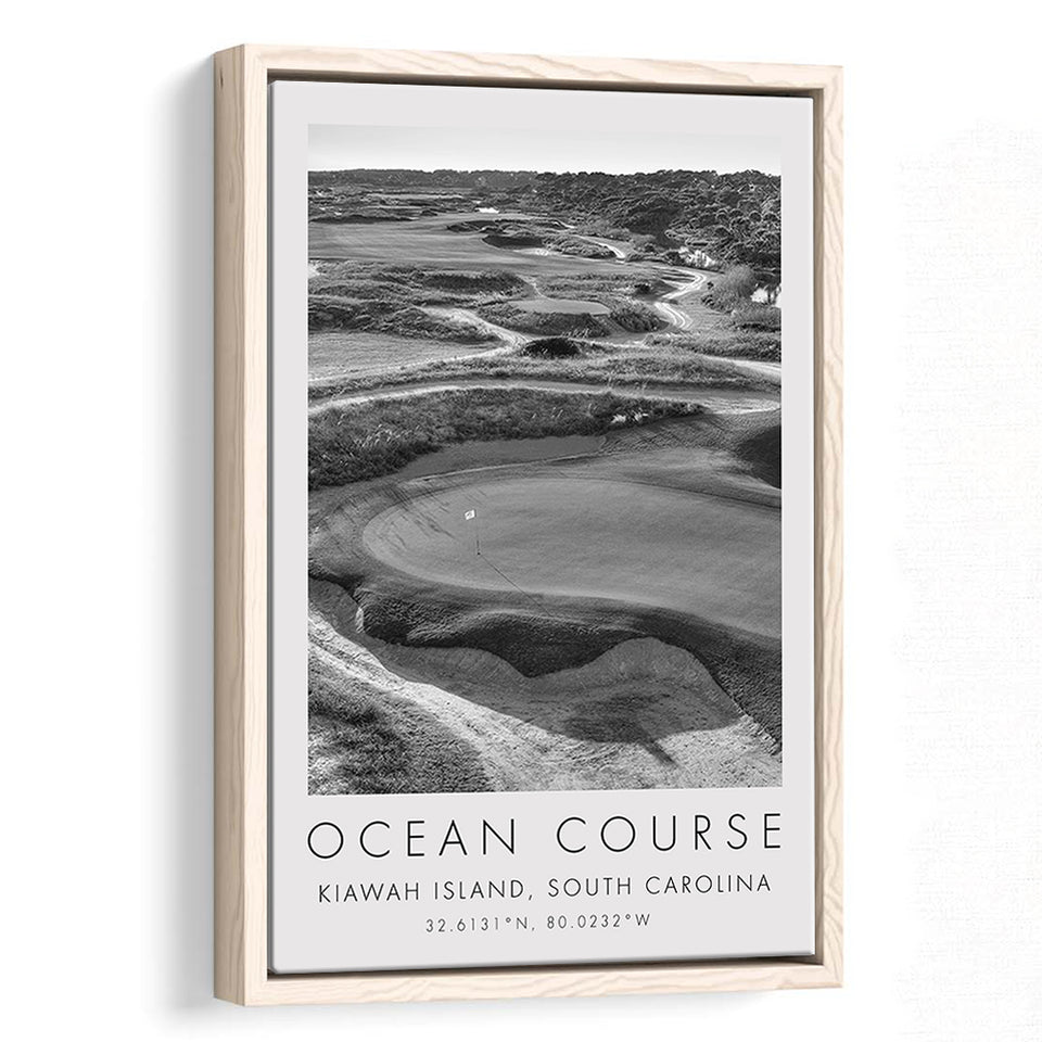 The Ocean Course Hole 10, Kiawah Island, South Carolina, Golf Art Print, Floating Frame, Framed Canvas Print Wall Art