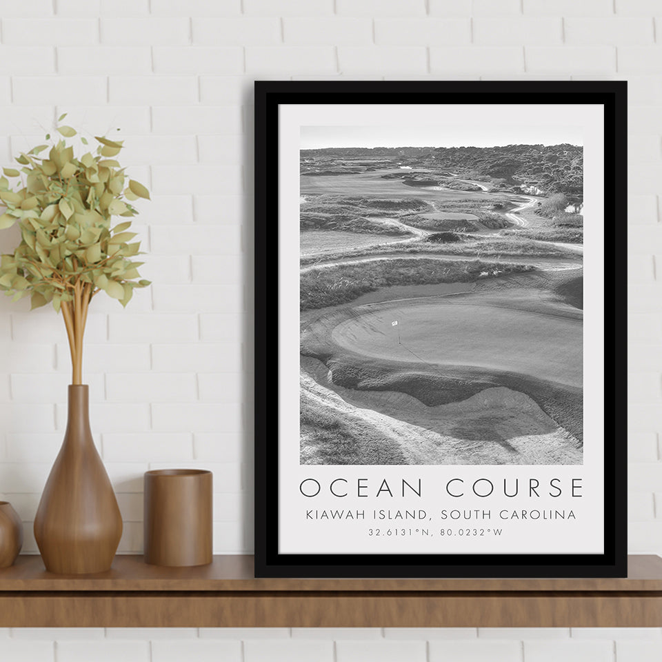 The Ocean Course Hole 10, Kiawah Island, South Carolina, Golf Art Print, Floating Frame, Framed Canvas Print Wall Art