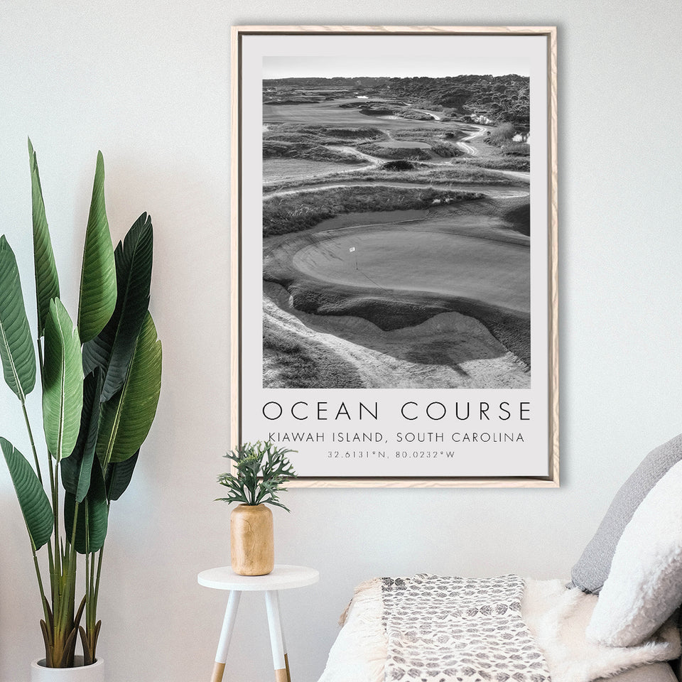 The Ocean Course Hole 10, Kiawah Island, South Carolina, Golf Art Print, Floating Frame, Framed Canvas Print Wall Art