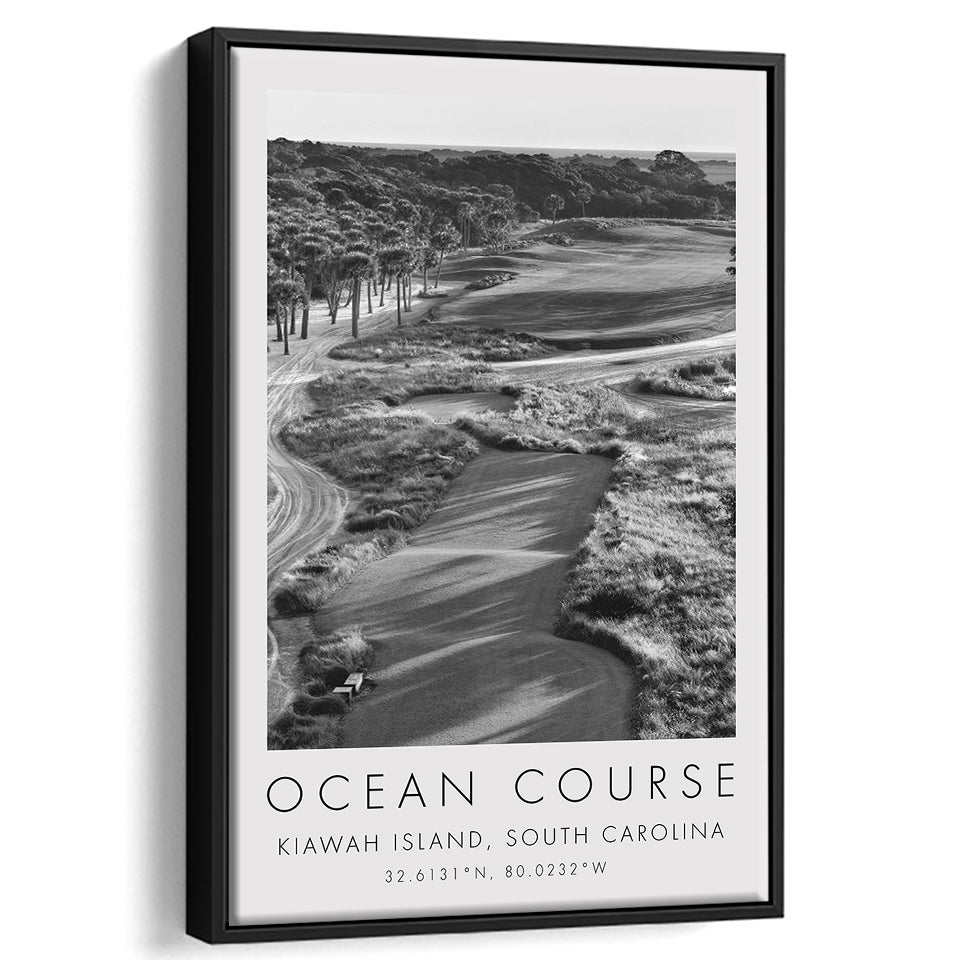 The Ocean Course Hole 1, Kiawah Island, South Carolina, Golf Art Print, Floating Frame, Framed Canvas Print Wall Art