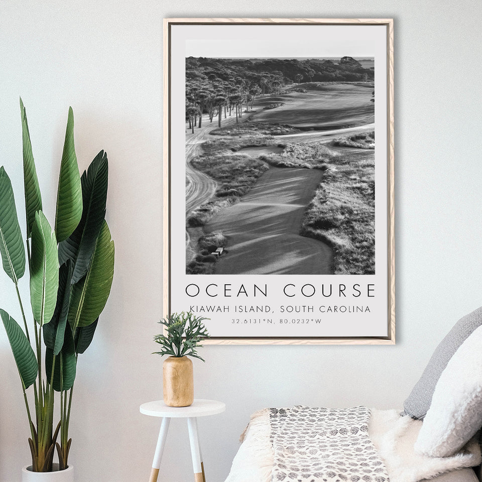 The Ocean Course Hole 1, Kiawah Island, South Carolina, Golf Art Print, Floating Frame, Framed Canvas Print Wall Art
