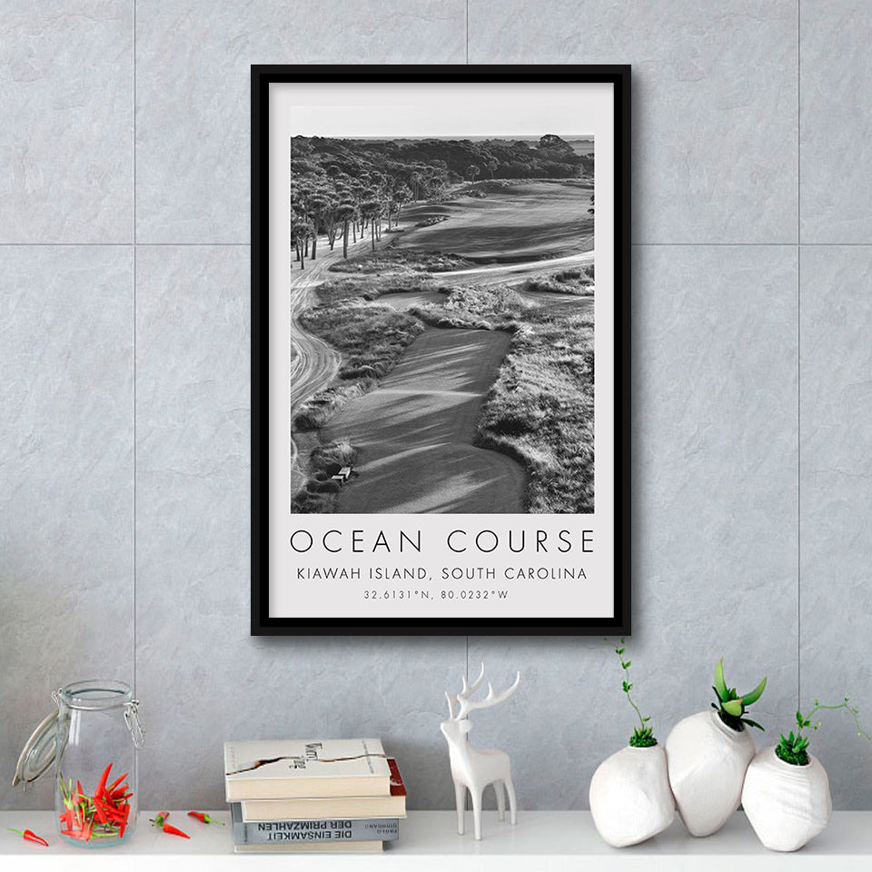 The Ocean Course Hole 1, Kiawah Island, South Carolina, Golf Art Print, Floating Frame, Framed Canvas Print Wall Art