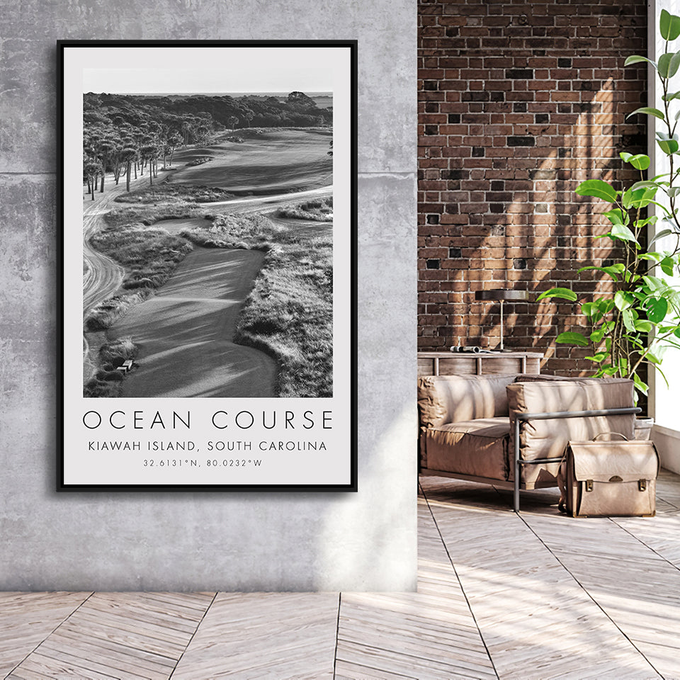 The Ocean Course Hole 1, Kiawah Island, South Carolina, Golf Art Print, Floating Frame, Framed Canvas Print Wall Art