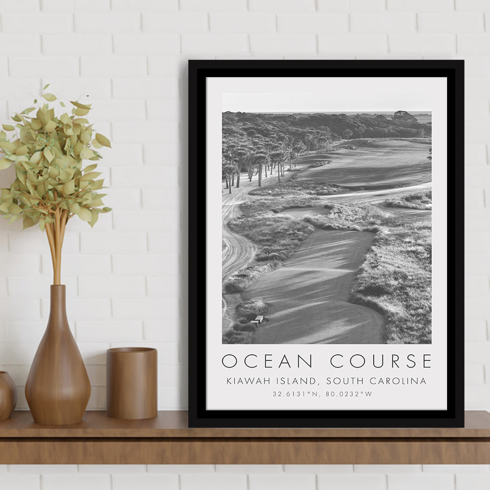 The Ocean Course Hole 1, Kiawah Island, South Carolina, Golf Art Print, Floating Frame, Framed Canvas Print Wall Art