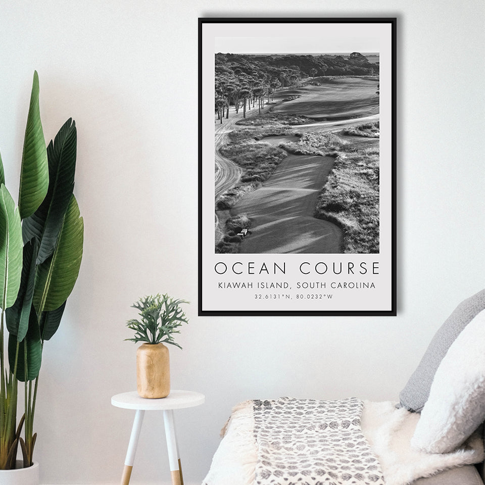 The Ocean Course Hole 1, Kiawah Island, South Carolina, Golf Art Print, Floating Frame, Framed Canvas Print Wall Art