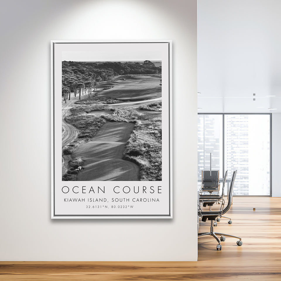 The Ocean Course Hole 1, Kiawah Island, South Carolina, Golf Art Print, Floating Frame, Framed Canvas Print Wall Art