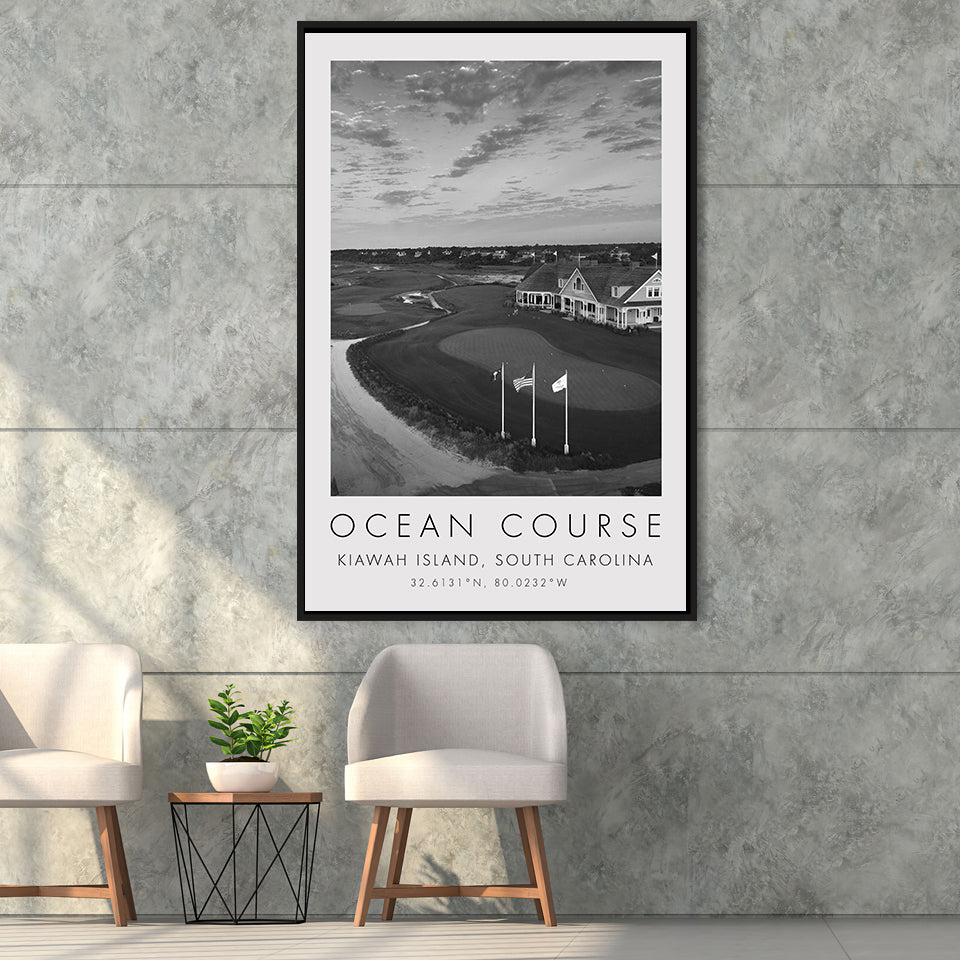 The Ocean Course, Kiawah Island, South Carolina, Golf Art Print, Floating Frame, Framed Canvas Print Wall Art