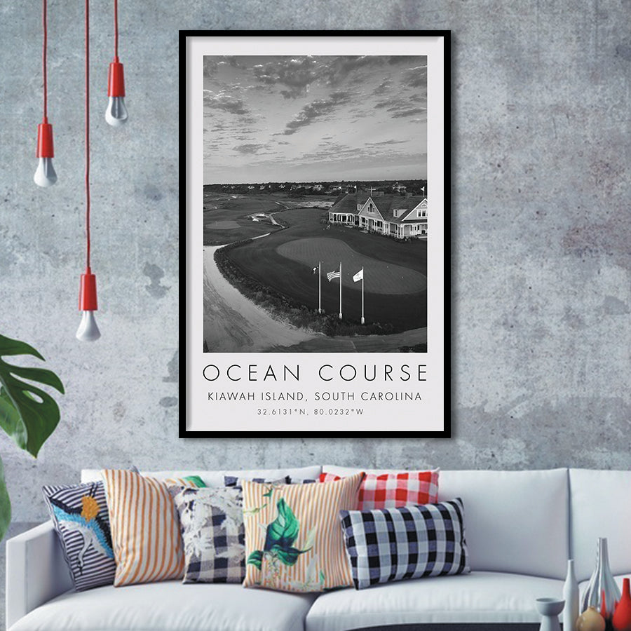 The Ocean Course, Kiawah Island, South Carolina, Golf Art, Gift for him, Framed Art Print Wall Decor
