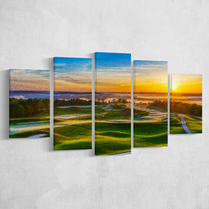 The Pete Dye Golf Course At French, Golf Art Print, Mixed 5 Panel, Canvas Prints Wall Art