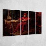 The Sad Jester By Jan Matejko Or Canvas Wall Art, Extra Large Multi 5 Panel Canvas Print Wall Art Decor