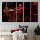 The Sad Jester By Jan Matejko Or Canvas Wall Art, Extra Large Multi 5 Panel Canvas Print Wall Art Decor
