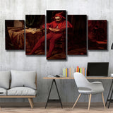 The Sad Jester By Jan Matejko Or Canvas Wall Art, Multi Panel Canvas Print Wall Art Decor, 5 Mixed Panel