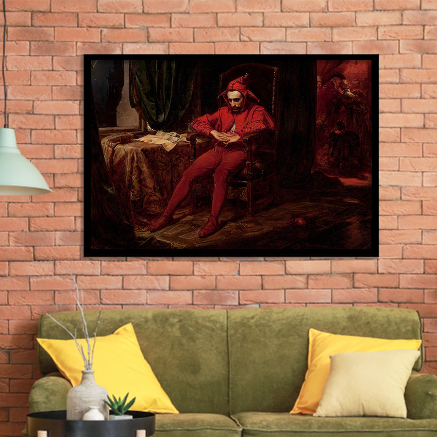 The Sad Jester By Jan Matejko Or Wall Art, Framed Art Print Wall Decor, Framed Picture