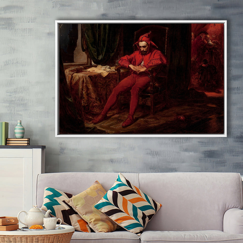The Sad Jester By Jan Matejko Or Canvas Wall Art, Framed Canvas Print Wall Art Decor,Floating Frame