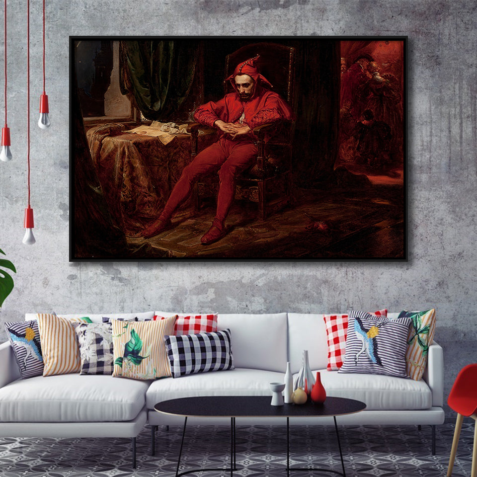 The Sad Jester By Jan Matejko Or Canvas Wall Art, Framed Canvas Print Wall Art Decor,Floating Frame