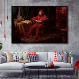 The Sad Jester By Jan Matejko Or Canvas Wall Art, Framed Canvas Print Wall Art Decor,Floating Frame
