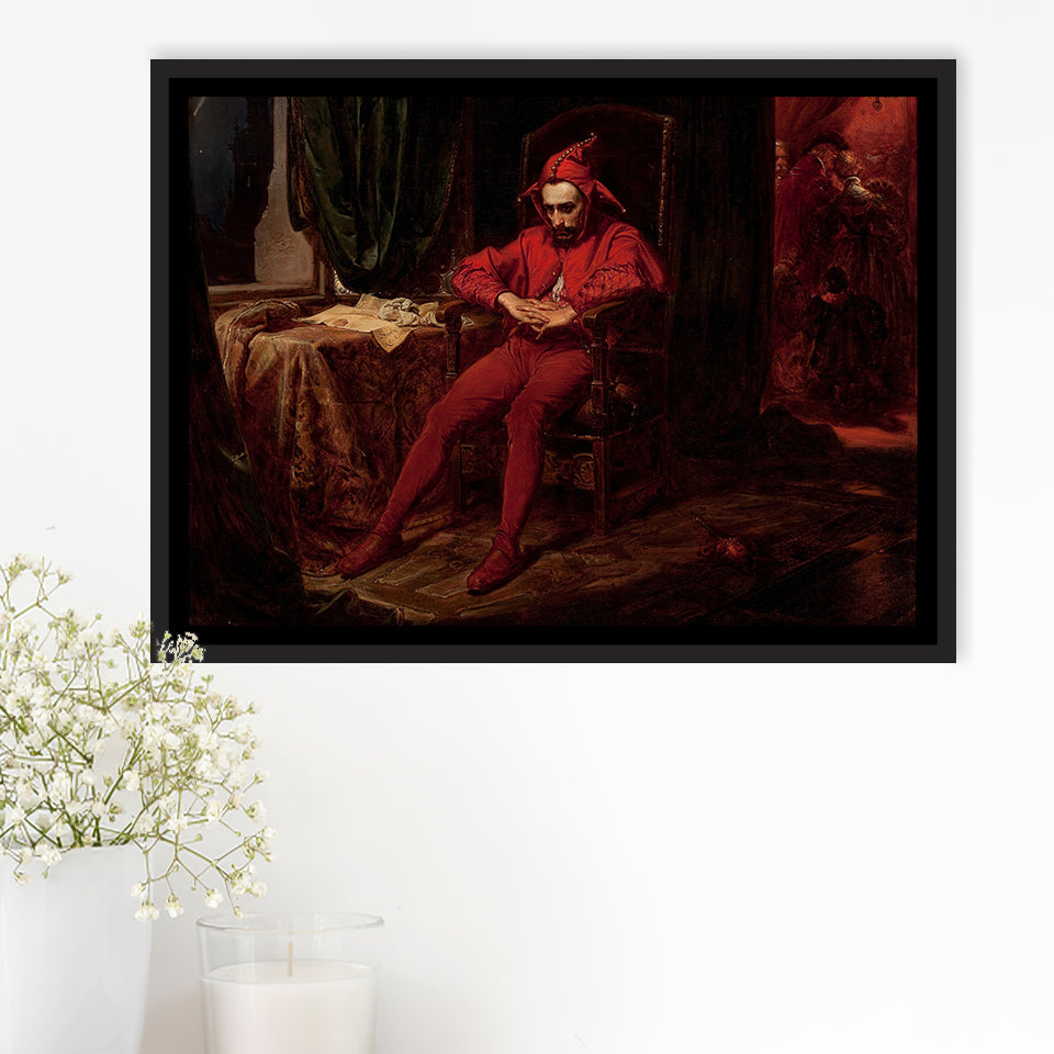 The Sad Jester By Jan Matejko Or Canvas Wall Art, Framed Canvas Print Wall Art Decor,Floating Frame