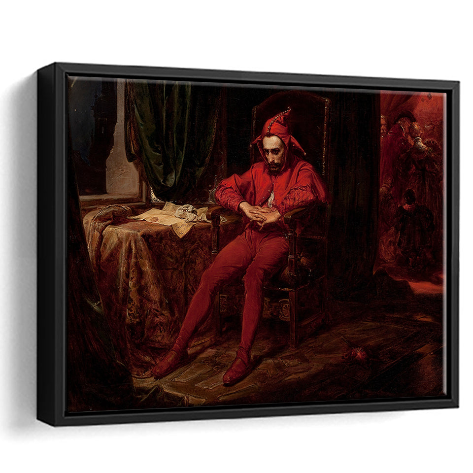The Sad Jester By Jan Matejko Or Canvas Wall Art, Framed Canvas Print Wall Art Decor,Floating Frame