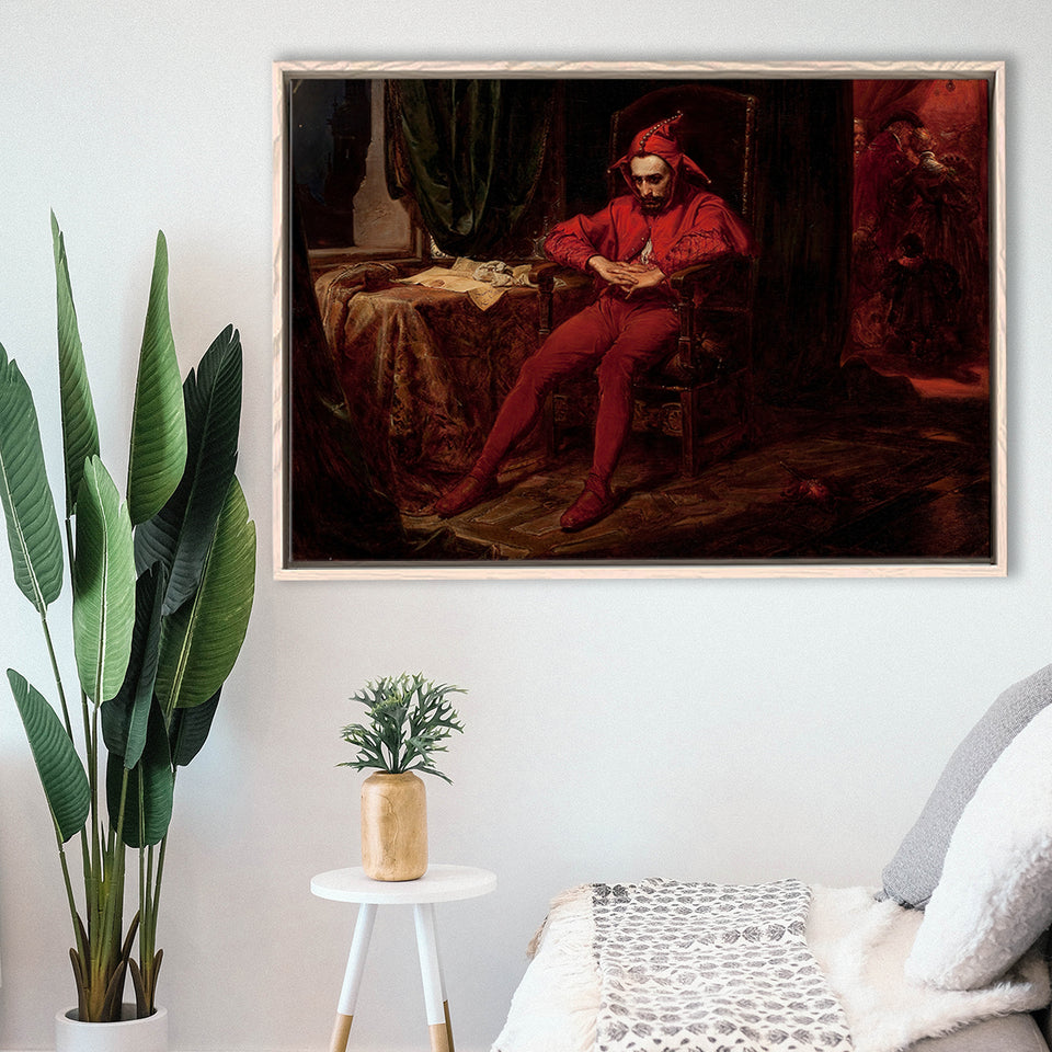 The Sad Jester By Jan Matejko Or Canvas Wall Art, Framed Canvas Print Wall Art Decor,Floating Frame