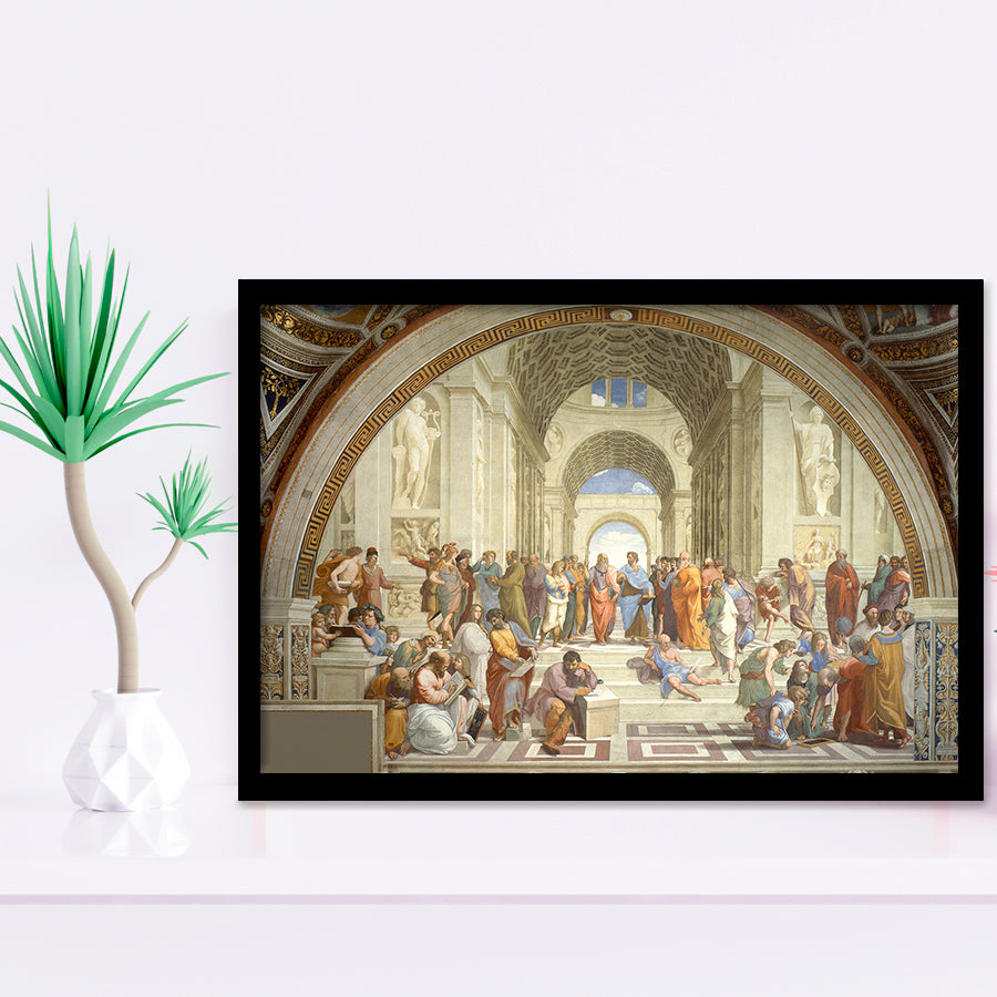 The School Of Athens, Raffaello Sanzio Da Urbino, Aristotle Painting, Framed Art Print Wall Decor, Framed Picture