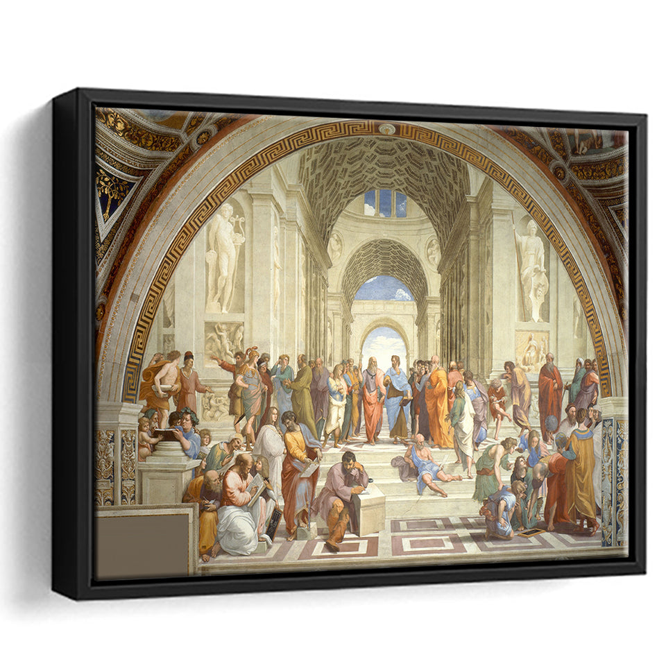 The School Of Athens, Raffaello Sanzio Da Urbino, Aristotle Painting, Framed Canvas Print Wall Art Decor,Floating Frame