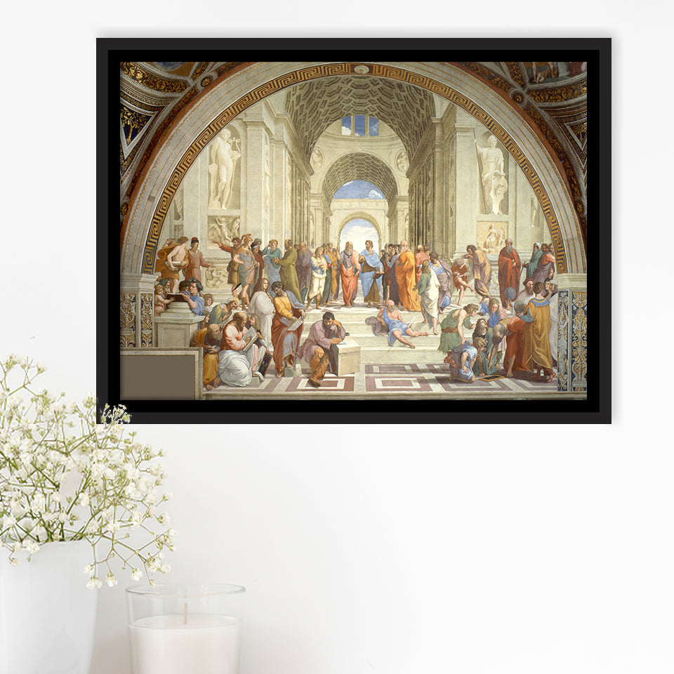 The School Of Athens, Raffaello Sanzio Da Urbino, Aristotle Painting, Framed Canvas Print Wall Art Decor,Floating Frame