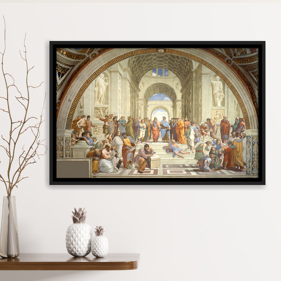 The School Of Athens, Raffaello Sanzio Da Urbino, Aristotle Painting, Framed Canvas Print Wall Art Decor,Floating Frame