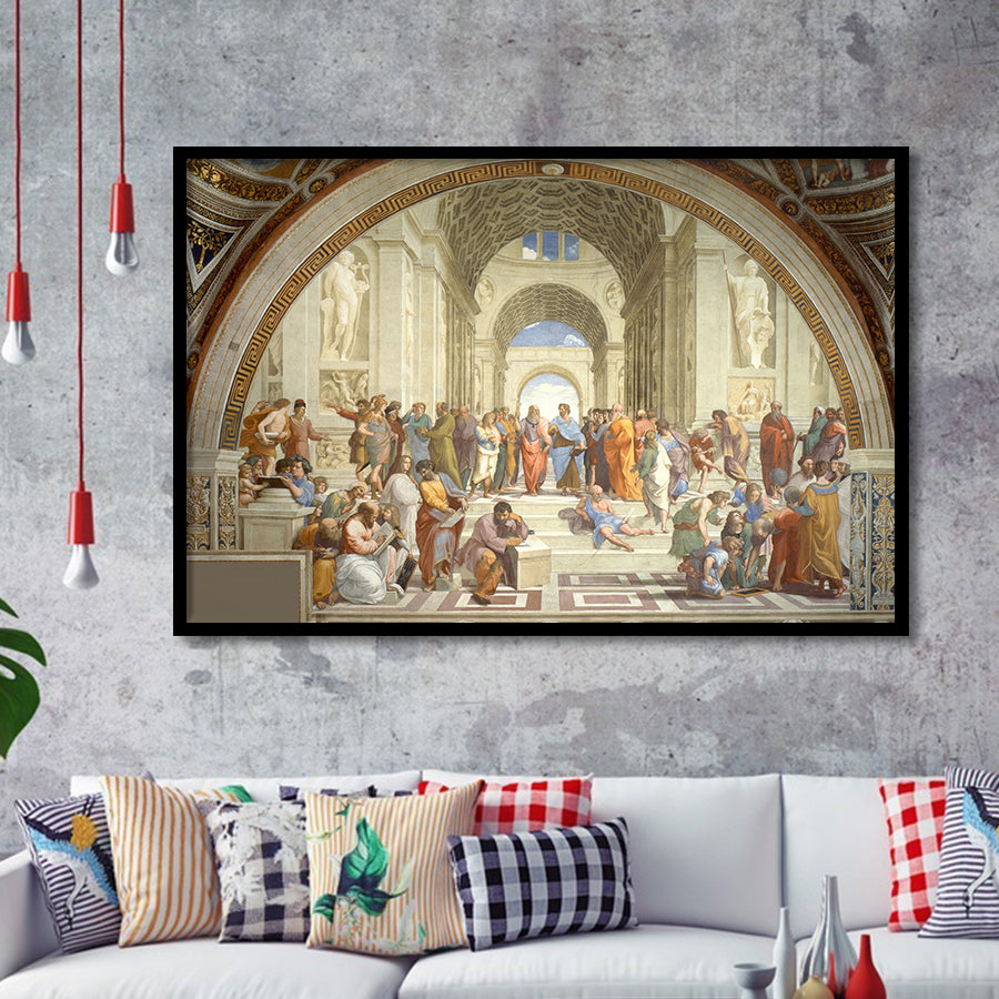 The School Of Athens, Raffaello Sanzio Da Urbino, Aristotle Painting, Framed Art Print Wall Decor, Framed Picture
