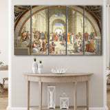 The School Of Athens, Raffaello Sanzio Da Urbino, Aristotle Painting, Extra Large Multi 5 Panel Canvas Print Wall Art Decor