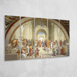 The School Of Athens, Raffaello Sanzio Da Urbino, Aristotle Painting, Extra Large Multi 5 Panel Canvas Print Wall Art Decor