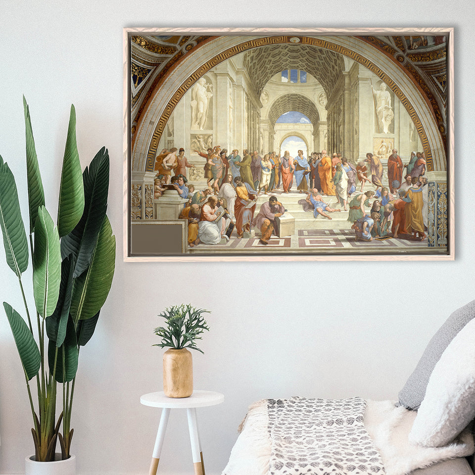 The School Of Athens, Raffaello Sanzio Da Urbino, Aristotle Painting, Framed Canvas Print Wall Art Decor,Floating Frame