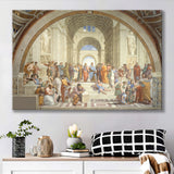 The School of Athens, Raffaello Sanzio da Urbino, Aristotle Painting, Canvas Print Wall Art Decor, Landscape Art Print