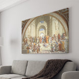 The School of Athens, Raffaello Sanzio da Urbino, Aristotle Painting, Canvas Print Wall Art Decor, Landscape Art Print
