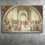 The School of Athens, Raffaello Sanzio da Urbino, Aristotle Painting, Canvas Print Wall Art Decor, Landscape Art Print
