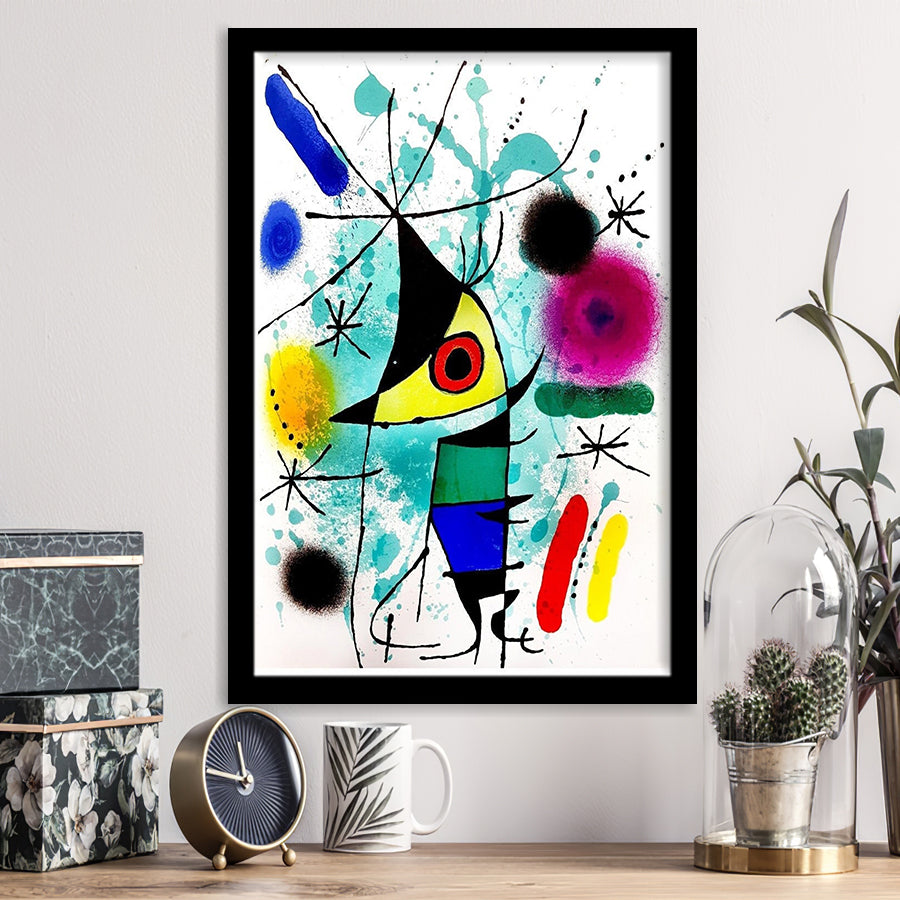 The Singing Fish By Joan Miro Wall Art, Miro Paintings,Abstract Shapes Art Print,Framed Art Prints Wall Decor, Picture Framed