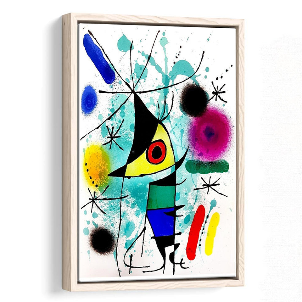 The Singing Fish By Joan Miro Canvas Wall Art, Miro Paintings,Framed Canvas Prints Wall Art Decor, Floating Frame