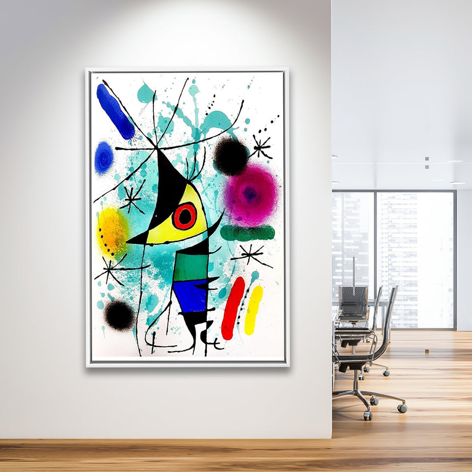 The Singing Fish By Joan Miro Canvas Wall Art, Miro Paintings,Framed Canvas Prints Wall Art Decor, Floating Frame