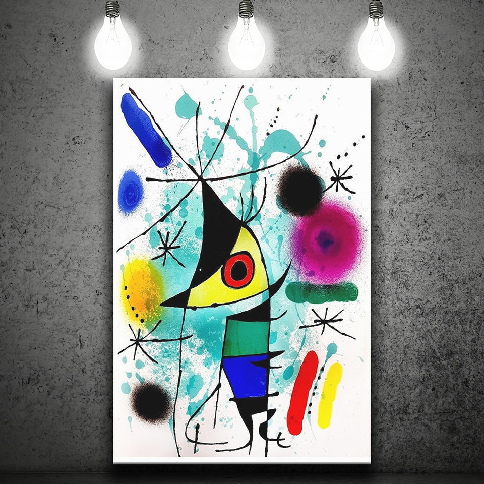 The Singing Fish By Joan Miro Canvas Wall Art, Miro Paintings,Abstract Shapes Art Print, Canvas Painting, Canvas Print Wall Art Decor