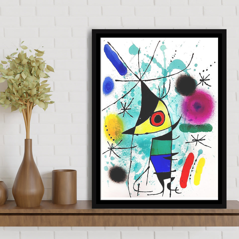 The Singing Fish By Joan Miro Canvas Wall Art, Miro Paintings,Framed Canvas Prints Wall Art Decor, Floating Frame