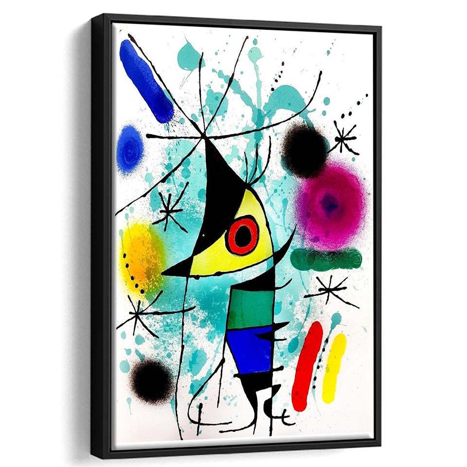 The Singing Fish By Joan Miro Canvas Wall Art, Miro Paintings,Framed Canvas Prints Wall Art Decor, Floating Frame