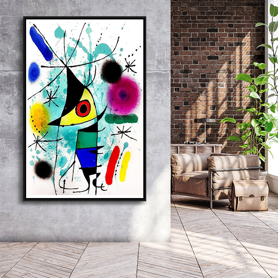 The Singing Fish By Joan Miro Canvas Wall Art, Miro Paintings,Framed Canvas Prints Wall Art Decor, Floating Frame